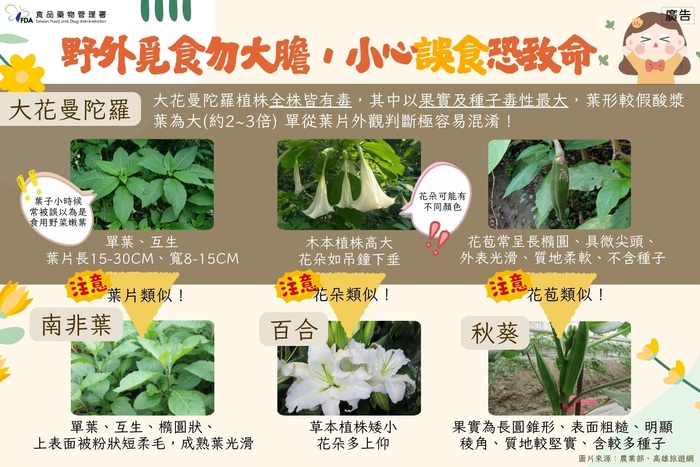 「不採、不食野生不明動植物」圖片