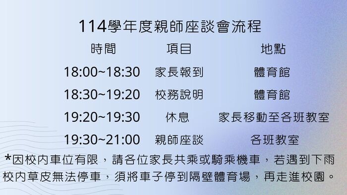 114學年度親師座談會流程圖片