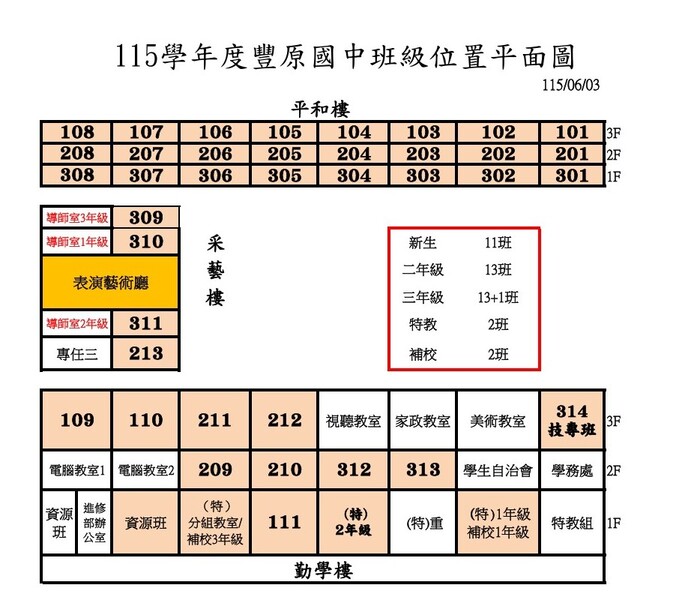 115學年度班級配置